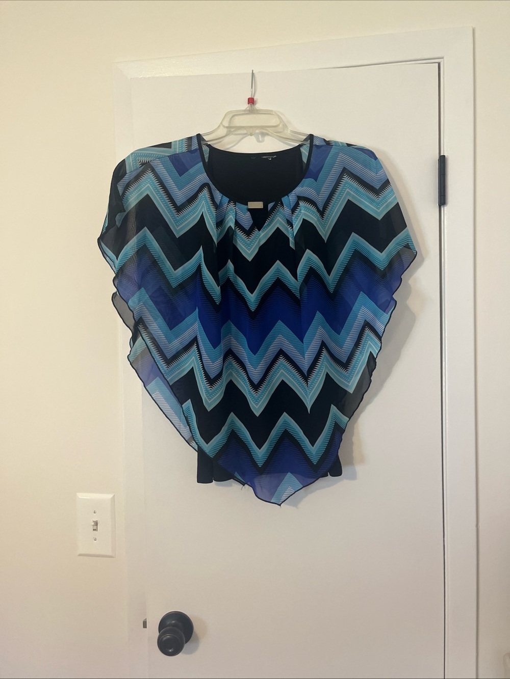AB Studio Elegant Sheer Poncho Lined Blouse Size Large